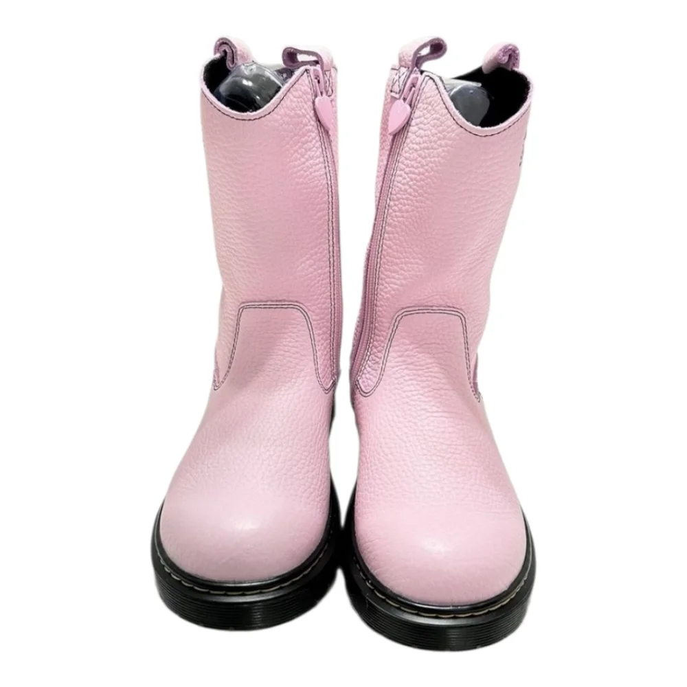 Pink Heart Detail Leather Boots Moto Western Style Cute‎ Grunge